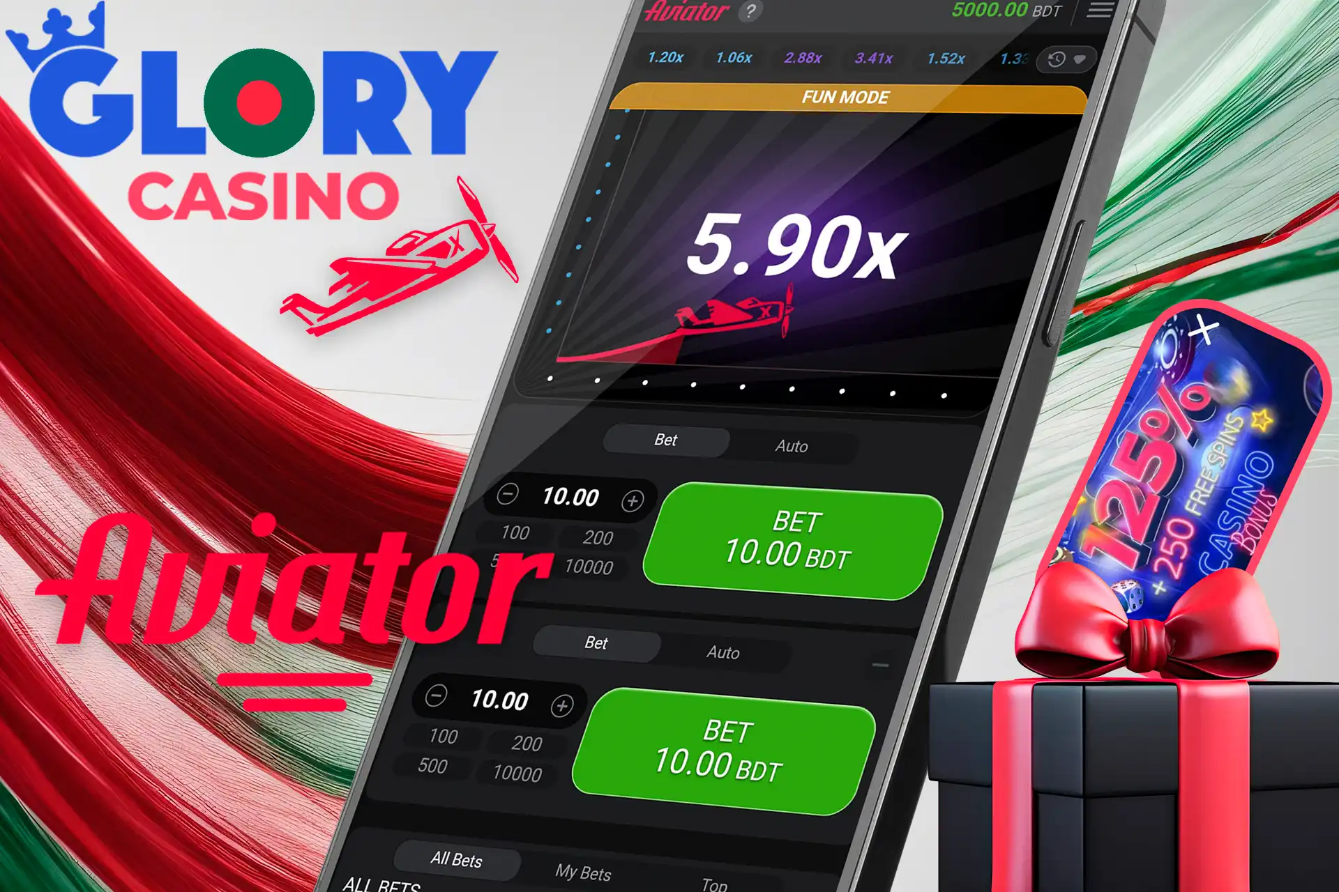 Play Aviator at Glory Casino Bangladesh and receive a generous welcome bonus