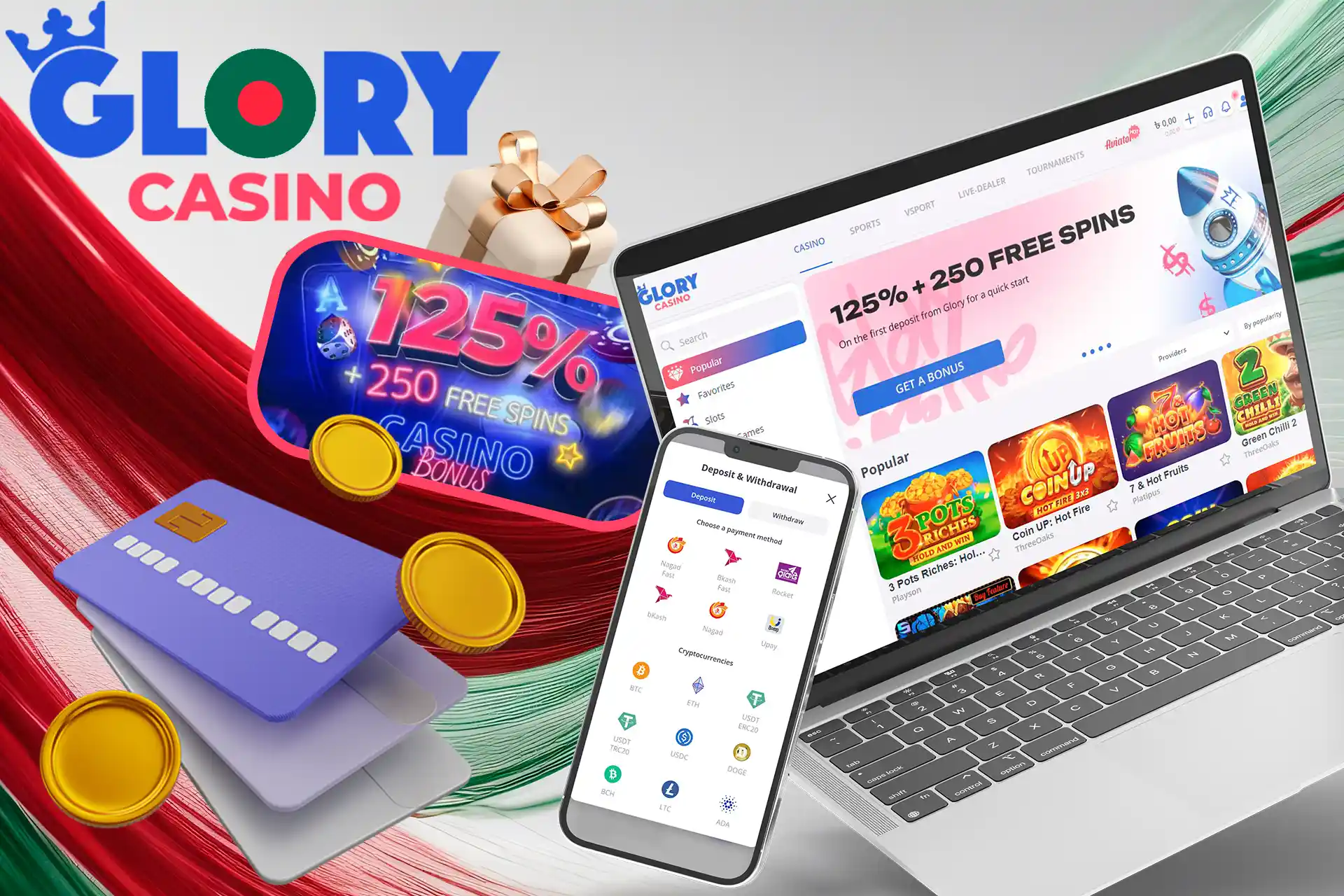 Multiple payment methods Glory Casino Bangladesh and welcome bonus