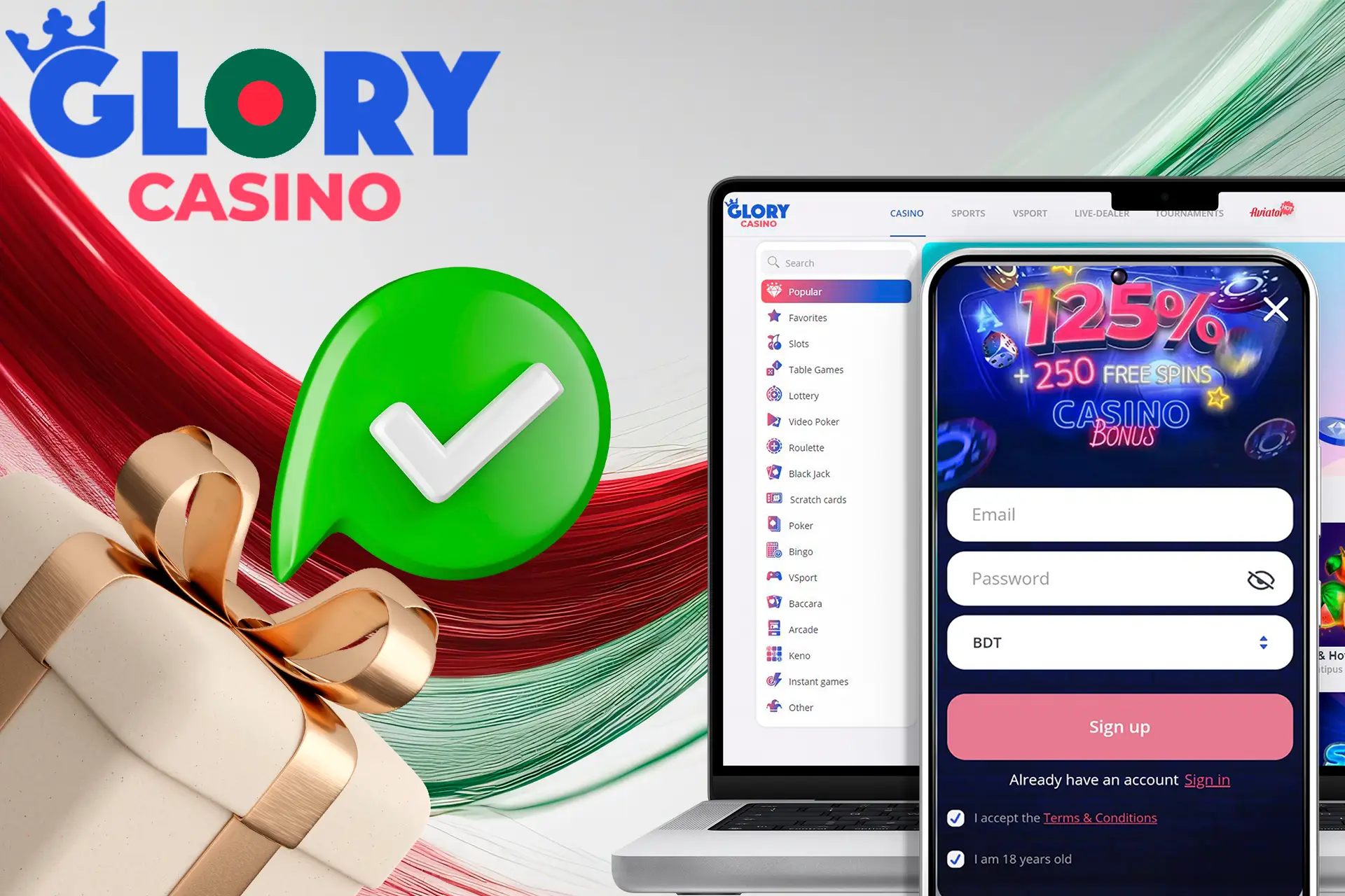 Register at Glory Casino Bangladesh and receive your welcome bonus