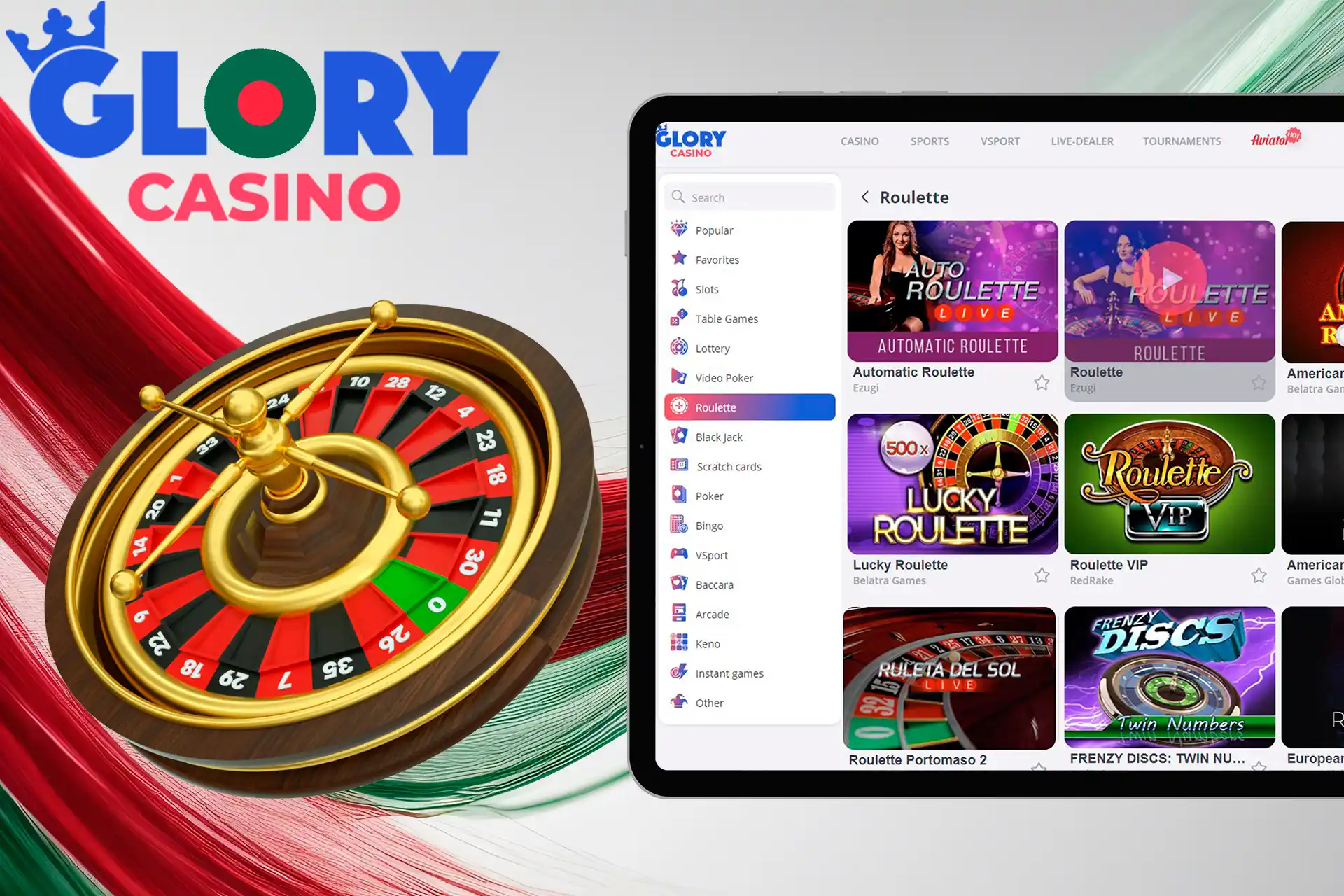 Try your luck playing Roulette at Glory Casino Bangladesh