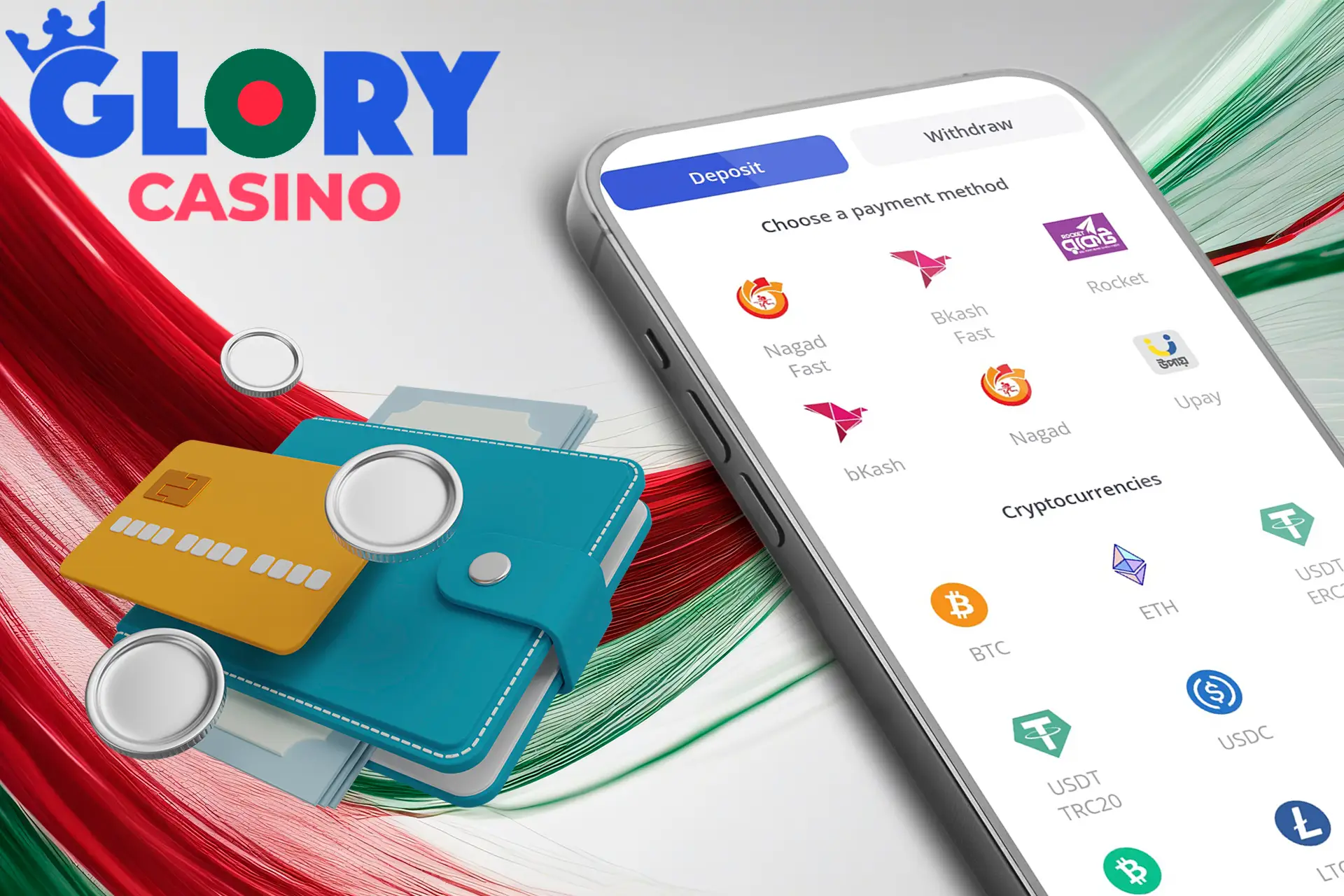 Lots of deposit options at Glory Casino Bangladesh