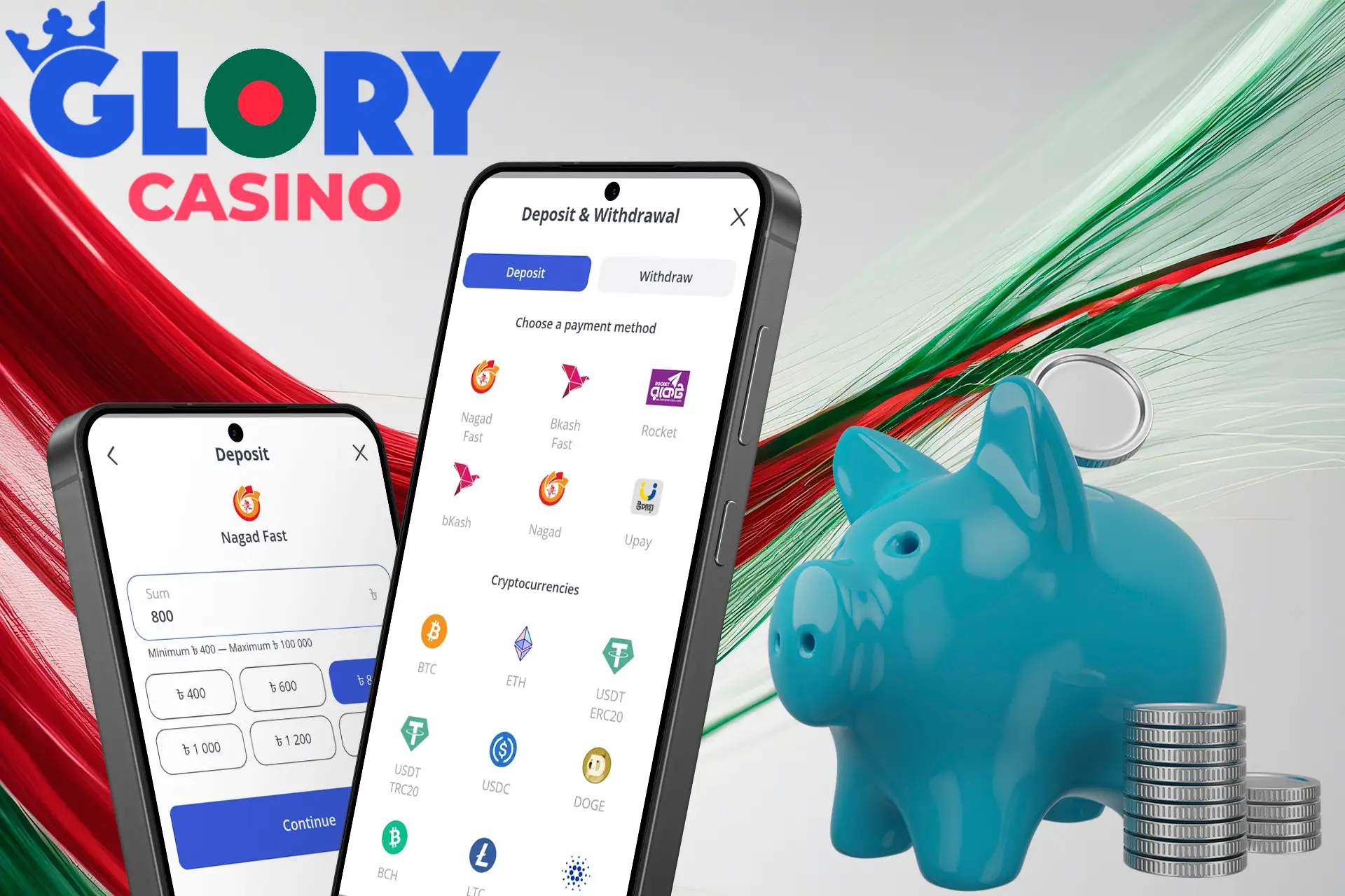 Make your first deposit at Glory Casino Bangladesh