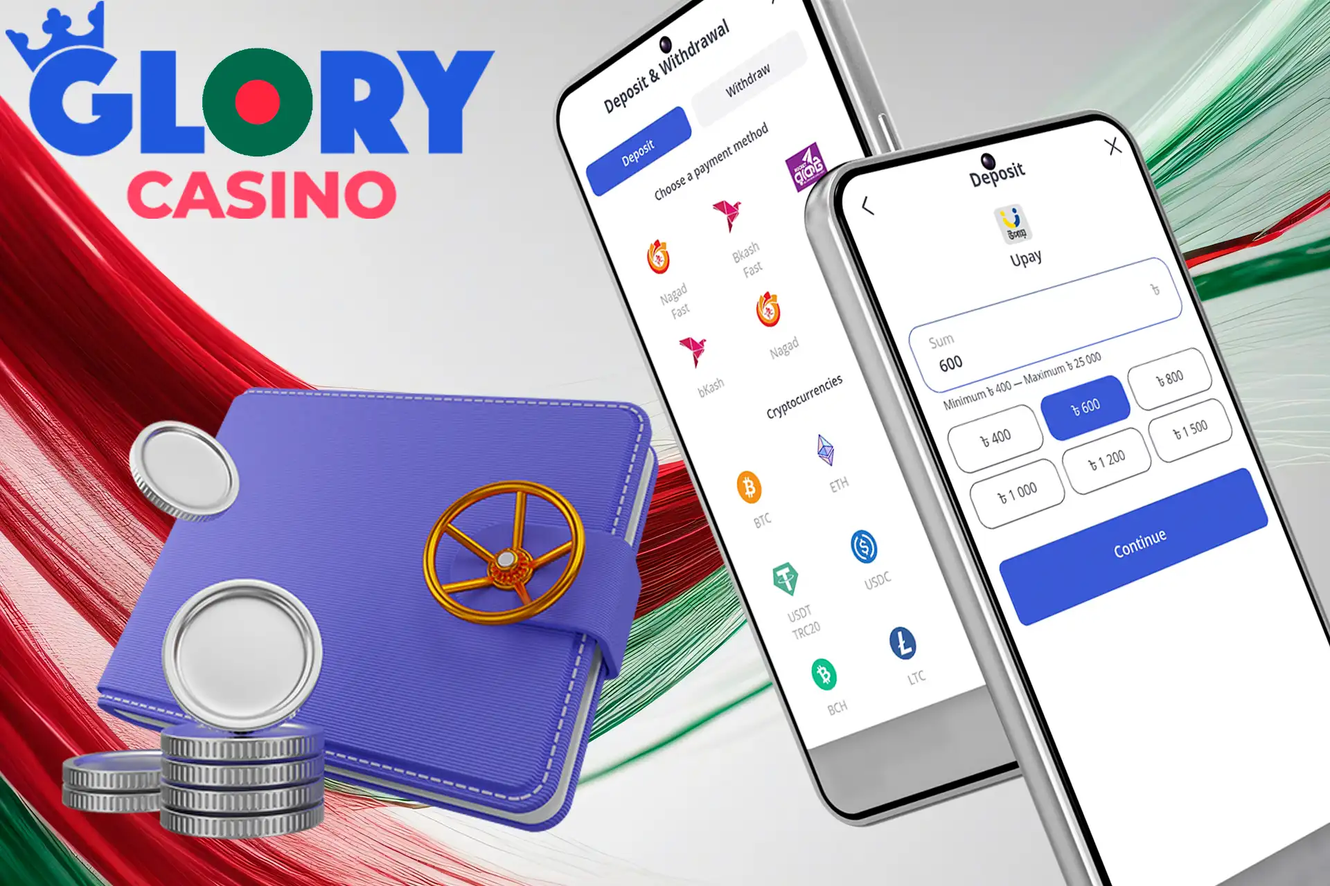 Make your first deposit at Glory Casino Bangladesh
